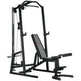 SPORTNOW Smith Machine Power Rack with Pull Up Bar, Lat Pull Down & Adjustable Bench – Home Gym Station