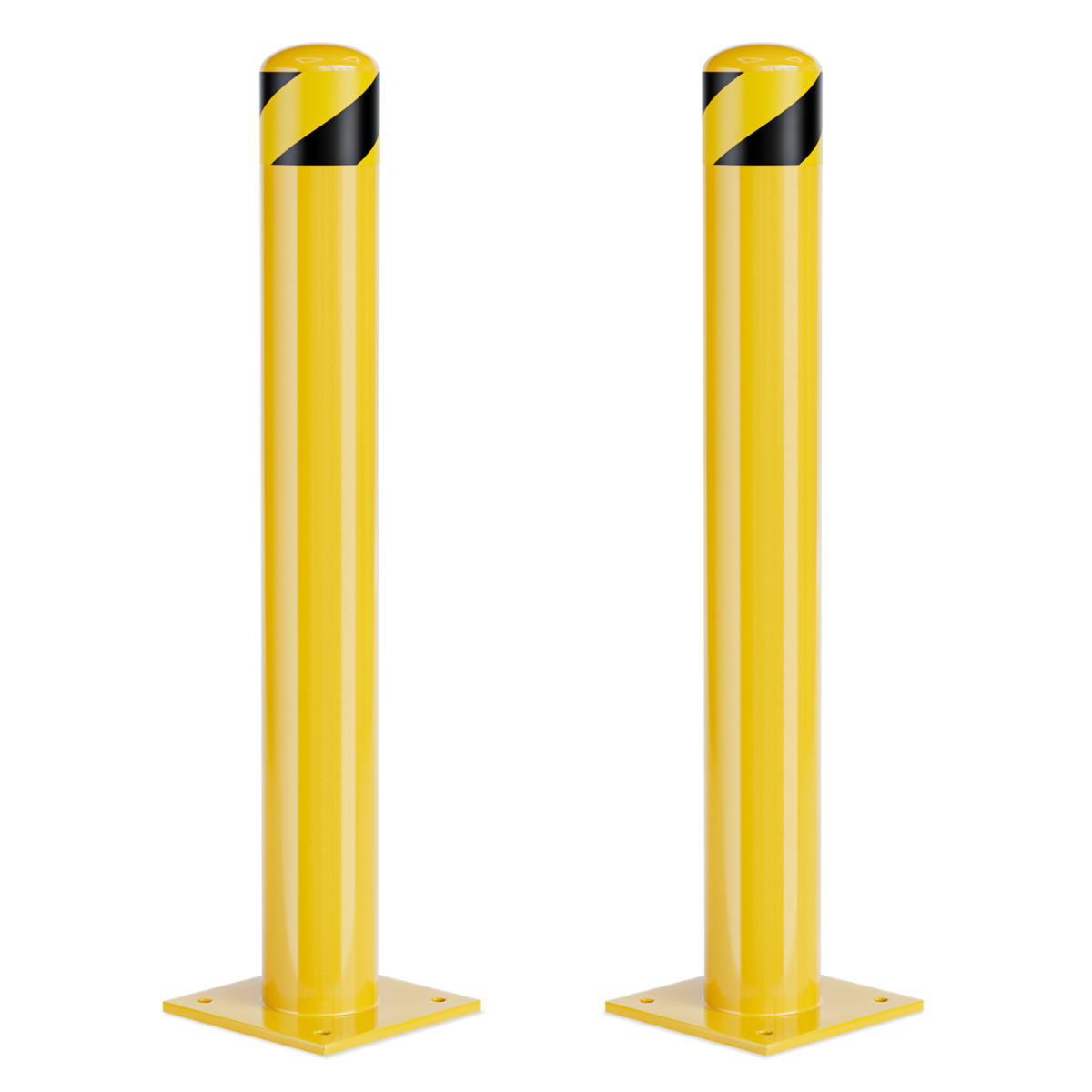 Steel Parking Bollard Post, 42 in High, 4.5 in Diameter – Yellow Powder-Coated Safety Barrier for Car Parks