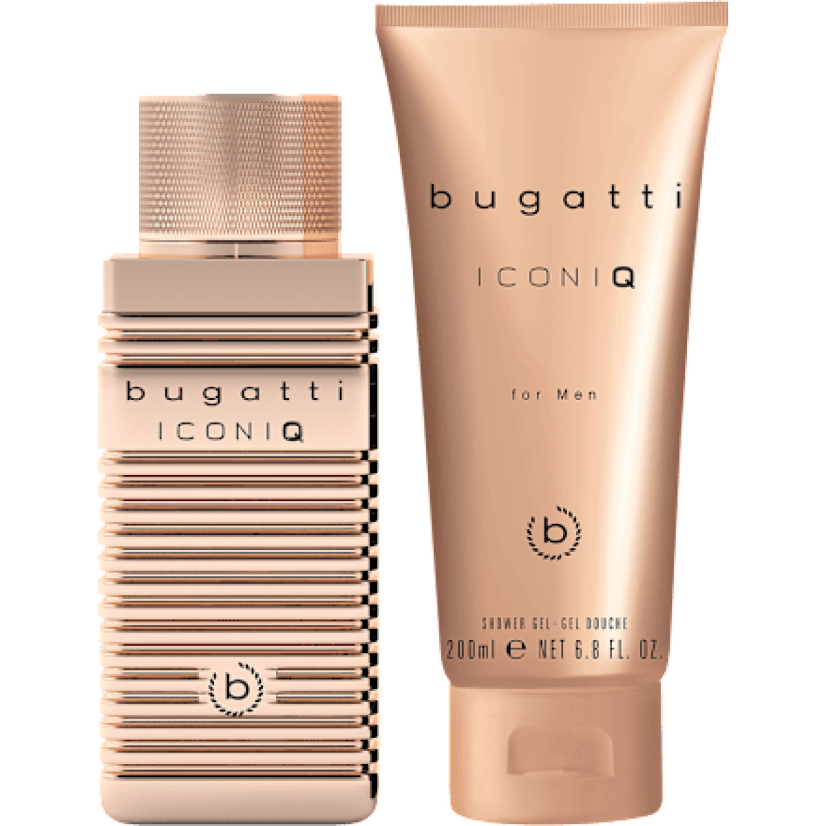 Bugatti Iconiq Gold For Men Gift Set – 100ml Eau de Toilette Spray & 200ml Shower Gel, Woody Amber