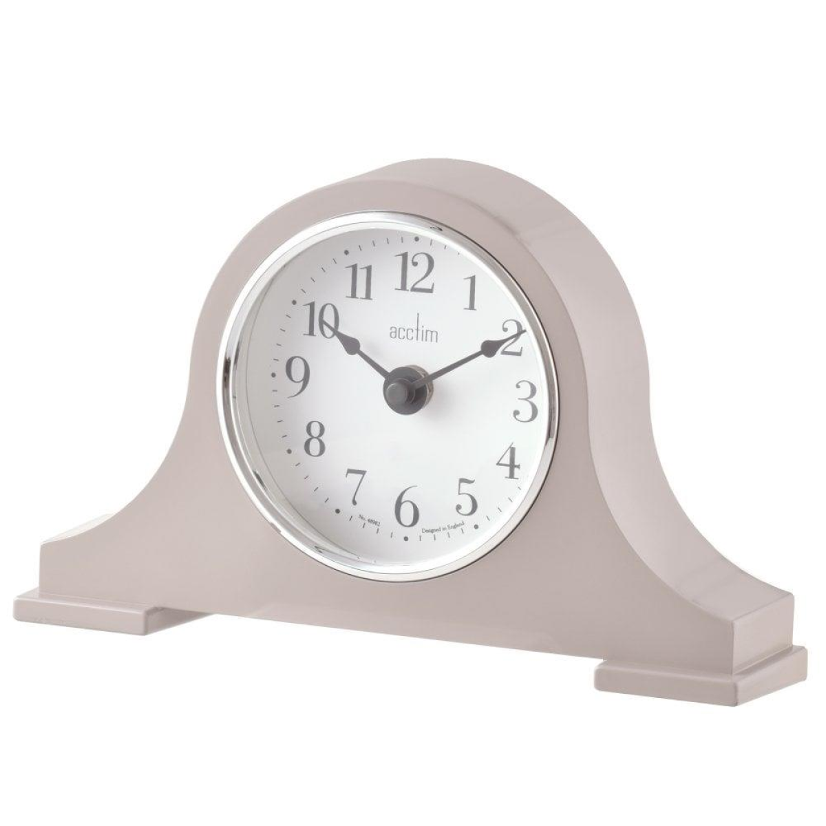 Acctim Napoleon Harston Quartz Mantel Clock with Arabic Numbers – Retro Style, Earl Grey