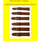 Genuine Brown Leather Watch Straps, Pack of 10 plus 2 Free – Assorted Sizes 18mm to 22mm
