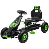 Kids Pedal Go Kart with Adjustable Seat, Handbrake & Rubber Wheels – Ride-On for Ages 5–12, Green and Black