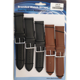 Padded Leather Watch Straps in Black and Brown, Pack of 5 – 28mm