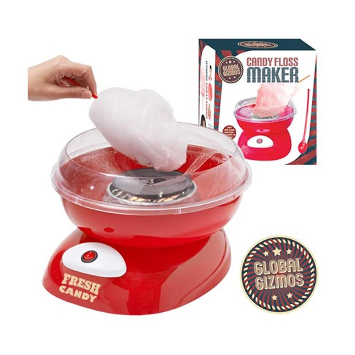 Global Gizmos Candy Floss Maker 51560 – 1950s Retro Design, One Touch Operation, Halogen Heating for Parties