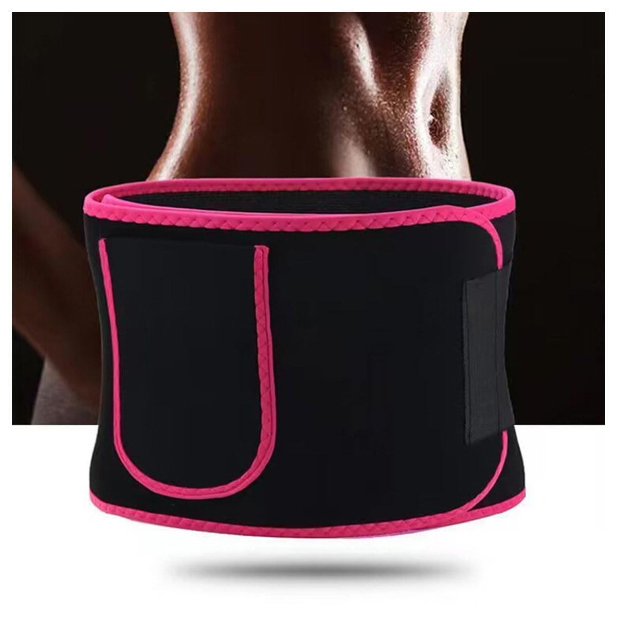 Neoprene Waist Trimmer Belt with Phone Pocket, Adjustable One Size – Workout Sweat Belt, Pink/Black