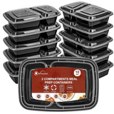 Vinsani 30 Pack Meal Prep Containers, 2 Compartments, 30oz with Airtight Lids – Microwave & Freezer Safe