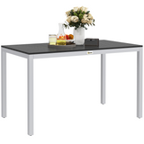 Outsunny Garden Table for 4-6 with Aluminium Frame & Slatted Top, 120 x 70 cm – Outdoor Patio Table, Black