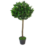 Leaf Design UK Artificial Bay Laurel Topiary Ball Tree, 90cm – Realistic Leaves & Berries in Pot