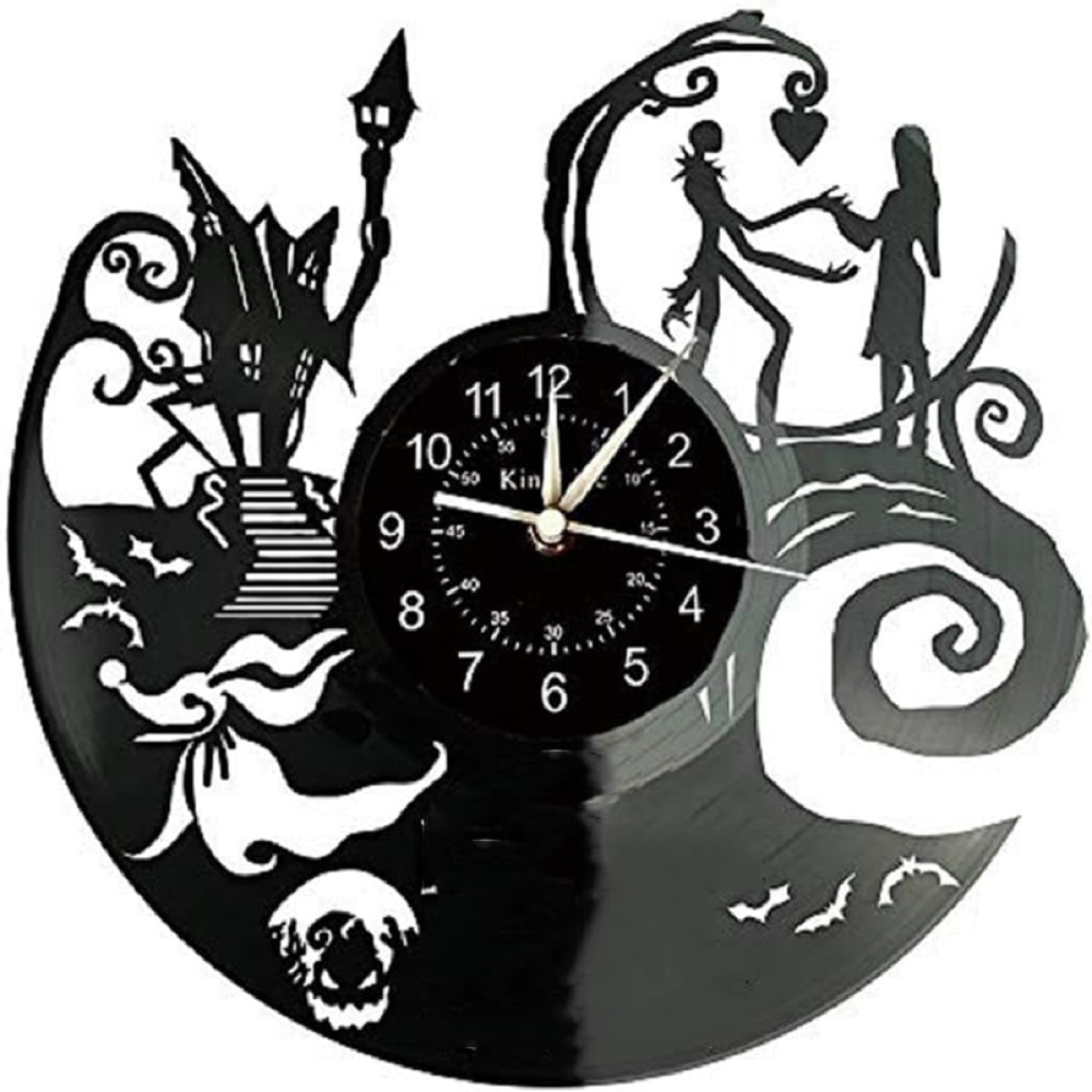 Christmas Vinyl Record Silent Wall Clock, 12 Inch – Festive Retro Battery Operated Decor