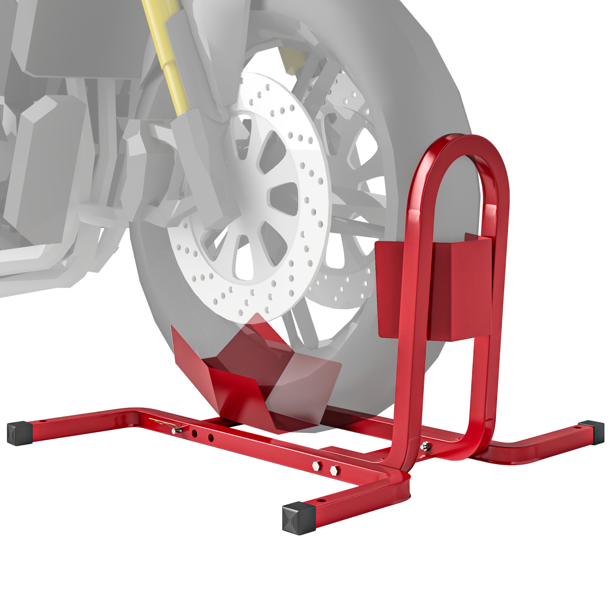 HOMCOM Adjustable Motorcycle Wheel Chock with Metal Frame – Free-Standing Motorbike Front Wheel Holder, 250kg, Red