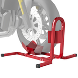 HOMCOM Adjustable Motorcycle Wheel Chock with Metal Frame – Free-Standing Motorbike Front Wheel Holder, 250kg, Red