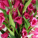 Leaf Trumpet Artificial Flower Stem, 100cm with Silk Flowers and Wired Shapable Stem, Fuchsia Pink