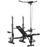 HOMCOM Adjustable Weight Bench with Barbell Rack & Lat Pulldown – Multifunction Full Body Home Gym Bench