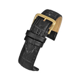 Black Padded Crocodile Grain Leather Watch Strap, 14mm – Matt Finish