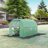 Walk-in Tunnel Greenhouse with 6 Windows & Zipped Roll-up Door – Steel Frame, 11.5 x 6.6 x 6.6ft, Deep Green