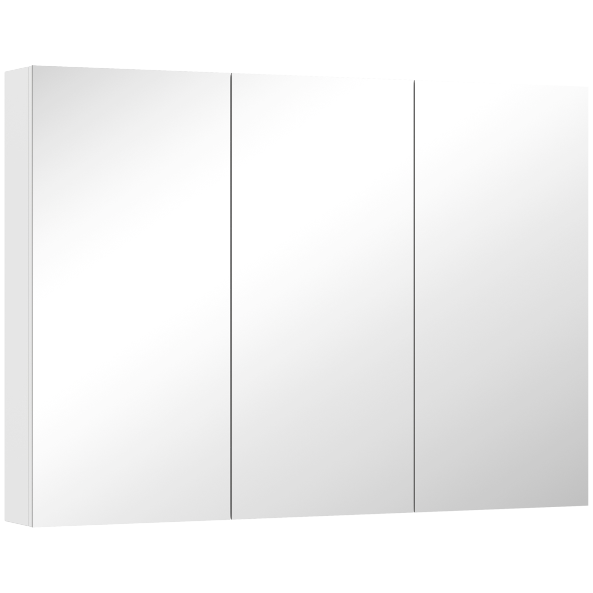 HOMCOM Wall-Mounted Bathroom Mirror Cabinet with 3 Mirrored Doors & 4 Adjustable Shelves – Storage, White