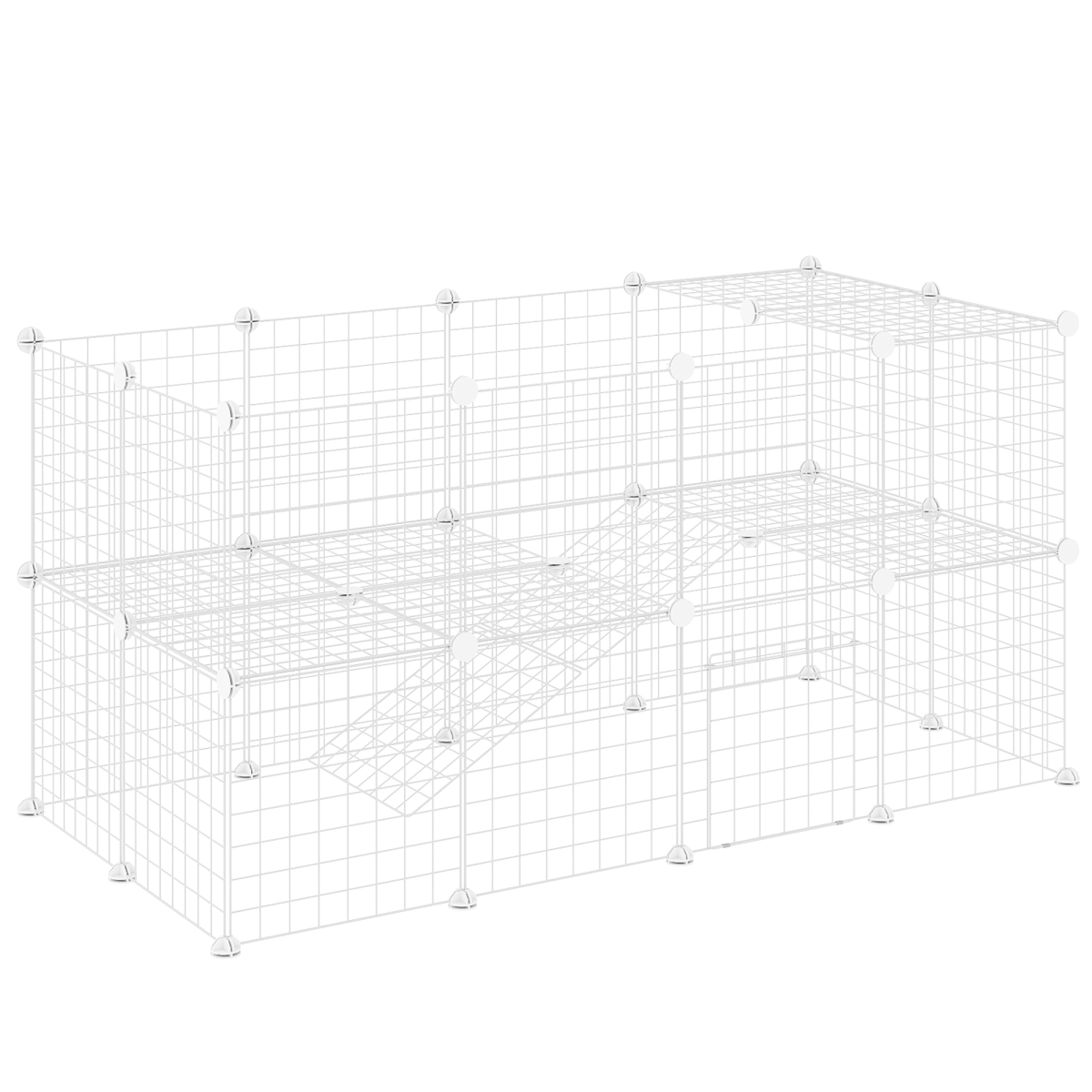 PawHut DIY Pet Playpen with 36 Panels & Door – Rabbit, Chinchilla and Hedgehog Enclosure, White