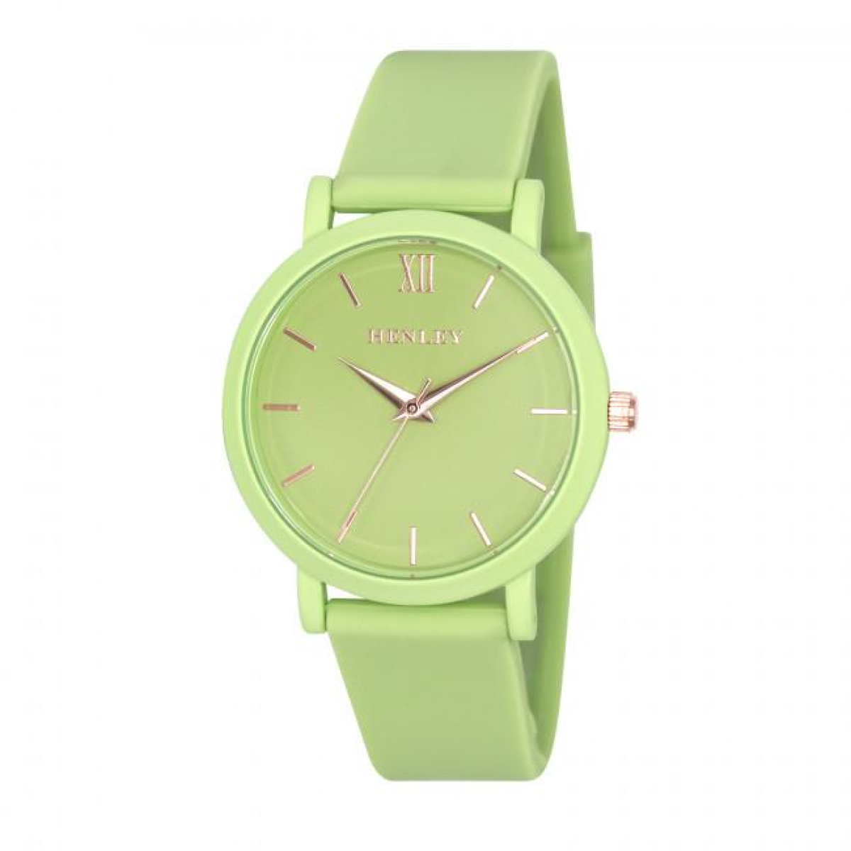 Henley Ladies Coloured Case Silicone Sports Watch, Green