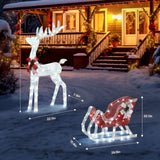 4ft Lighted Reindeer & Sleigh – Red & White