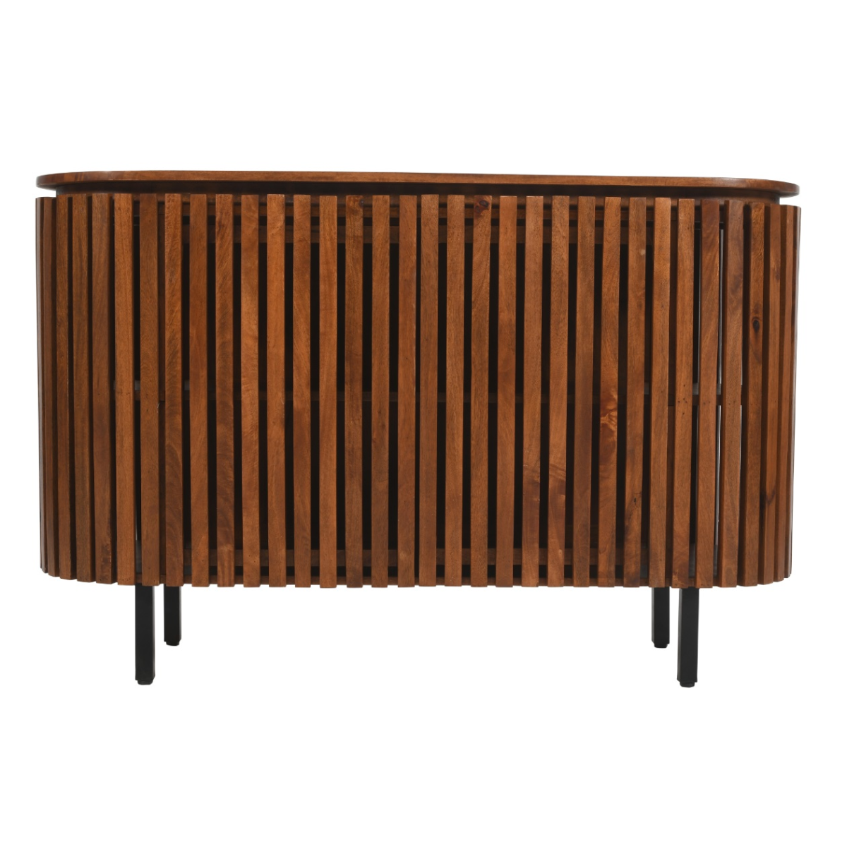 Slatted Mango Wood Large 2 Door Sideboard – Hand-Crafted Solid Mango Cupboard Storage Furniture