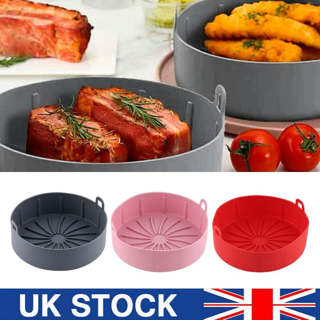 Reusable Silicone Air Fryer Liner Pot with Handles – Non-Stick, Heat Resistant Air Fryer Accessory, Black