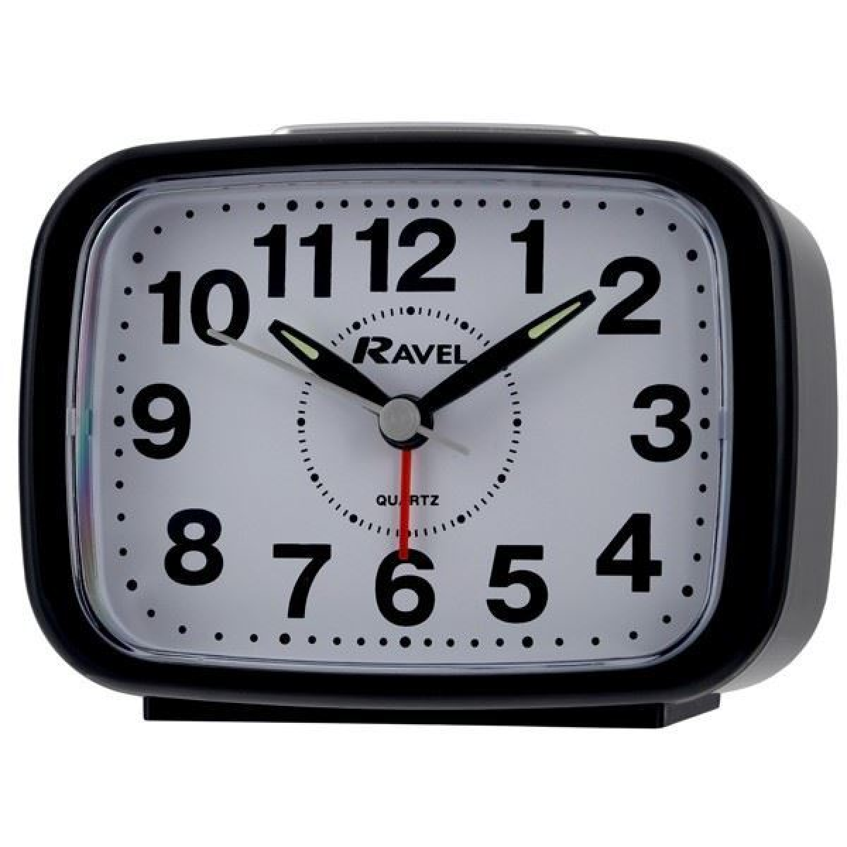 Ravel Rectangular Quartz Alarm Clock with Silent Sweep Second Hand, Snooze & Light – Black, RC008.03