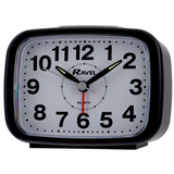 Ravel Rectangular Quartz Alarm Clock with Silent Sweep Second Hand, Snooze & Light – Black, RC008.03