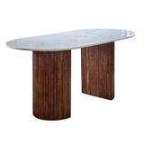 Opal 170cm Mango Wood Dining Table with White Marble Top – Handmade Family Dining Table