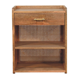 Artisan Furniture Solid Wood Larissa T-Bar Bedside Table with 1 Drawer & 2 Open Slots – Beige