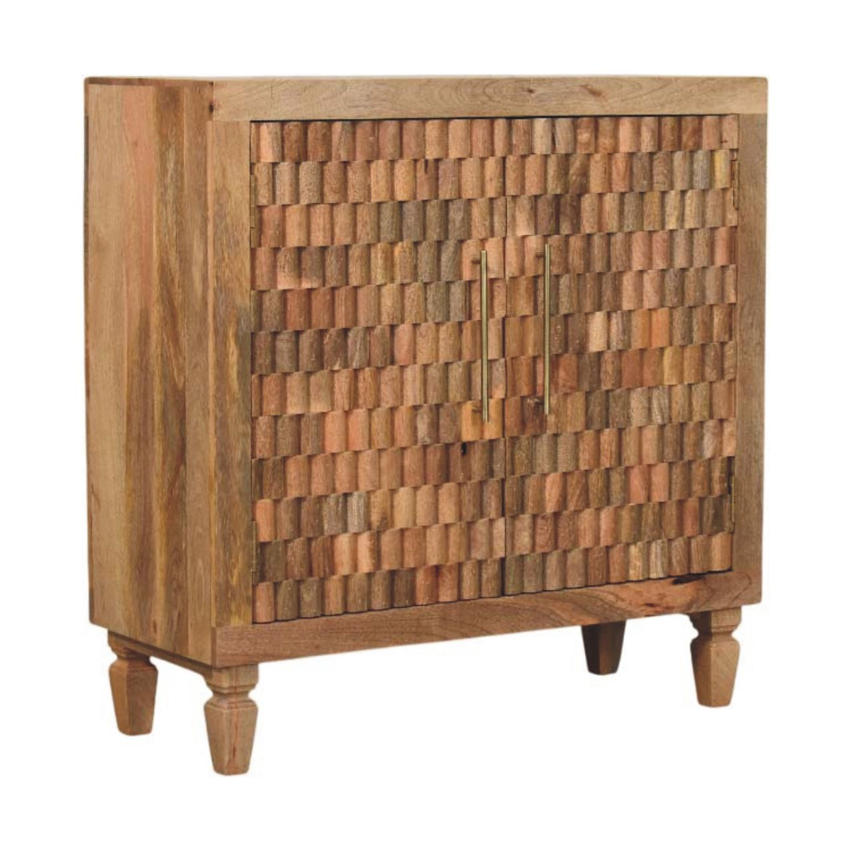 Artisan Furniture Solid Wood Marbella Carved Cabinet with 2 Doors and 2 Shelves – Golden Teak, Brown