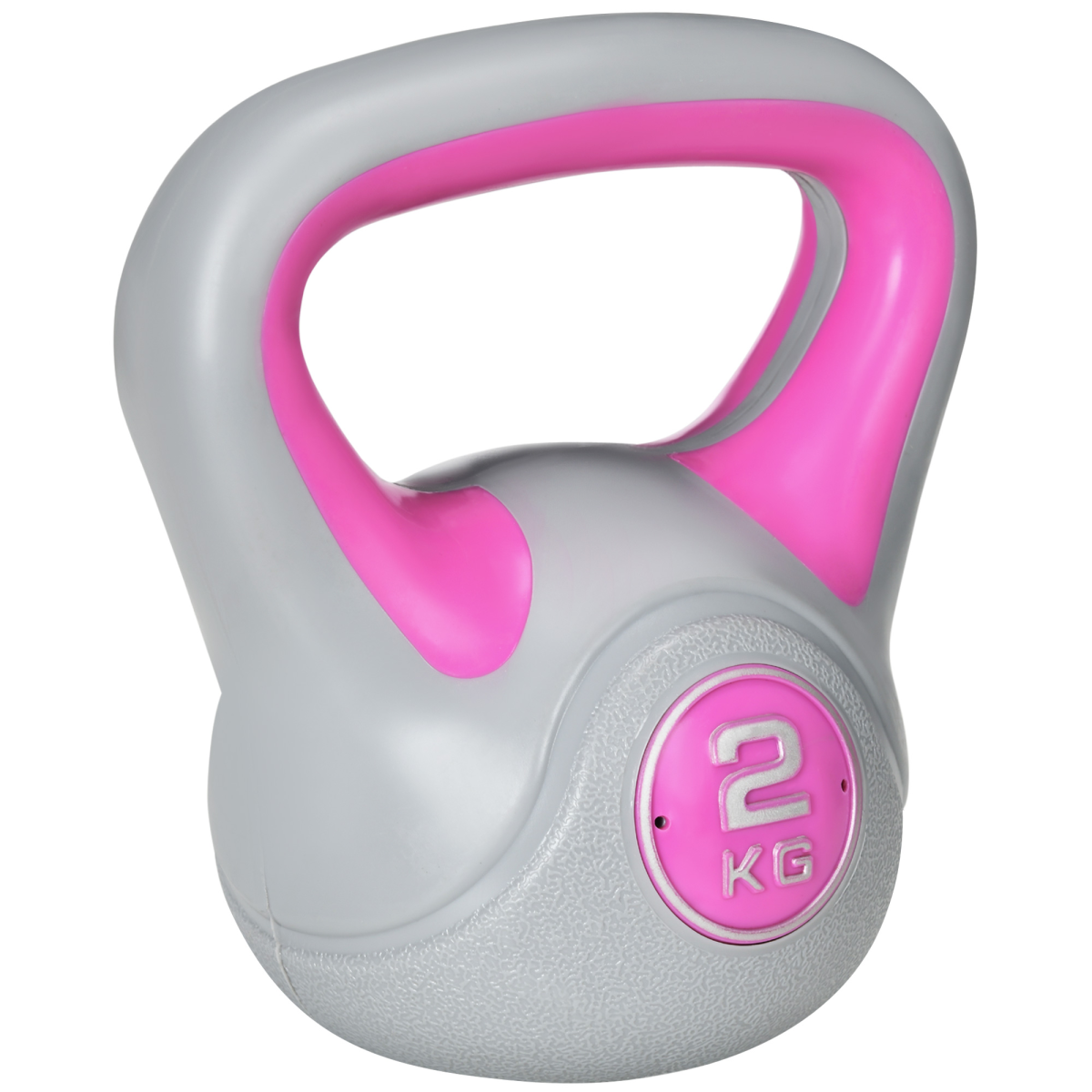SPORTNOW 2kg Kettlebell with Wide Handle & Flat Base – Home Gym Strength Training Weight, Pink and Grey