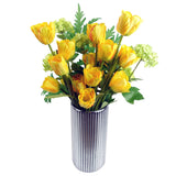 Leaf 80cm Artificial Tulip Stem with Three Silk Flowers and Wired Stem – Yellow
