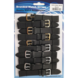DK Extra Long Black Leather Watch Straps, Pack of 10 – 18mm Replacement Watch Bands, Ref. 1055.05