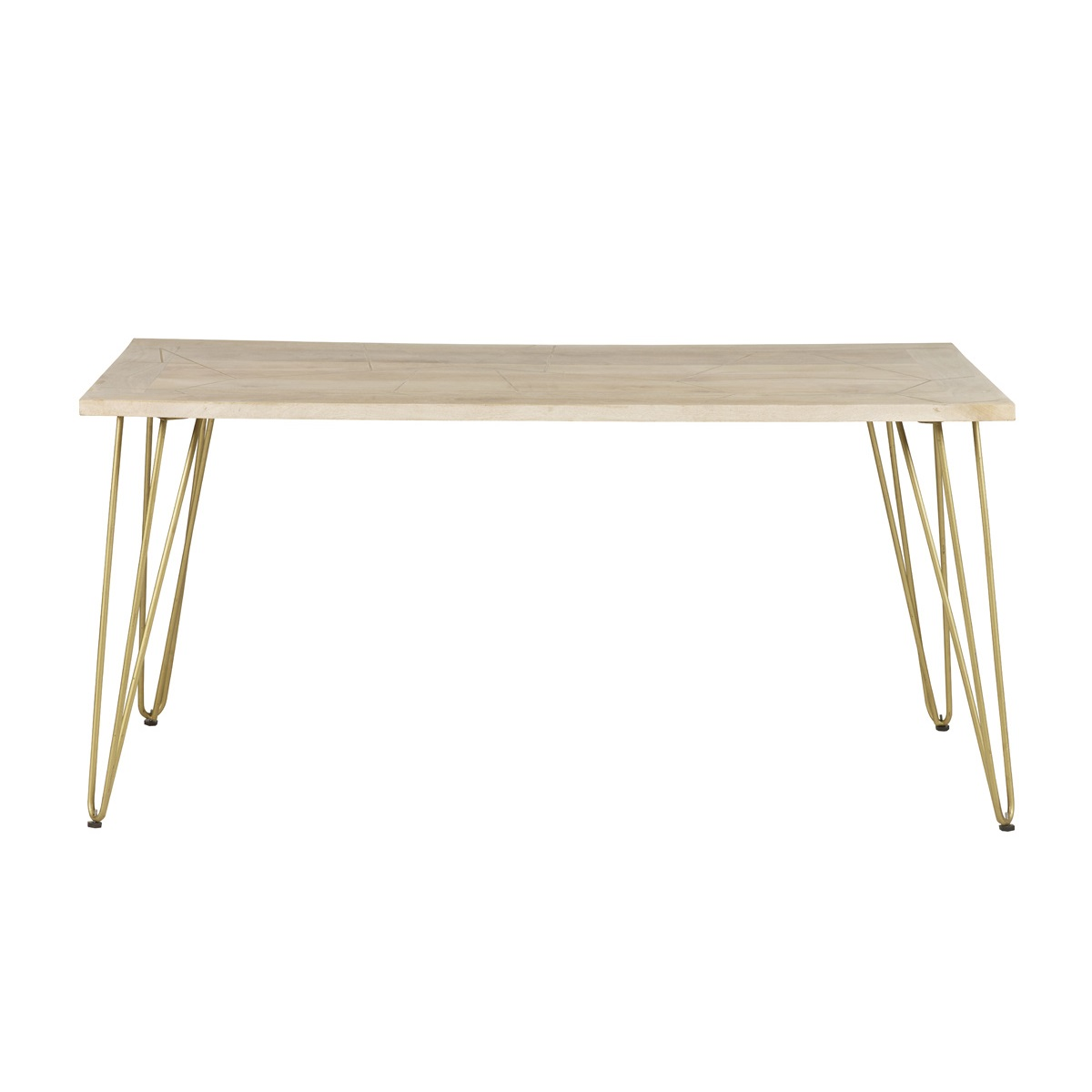 Solid Wood Dining Table with Light Gold Metal Inlay – Modern Dining Room Centrepiece