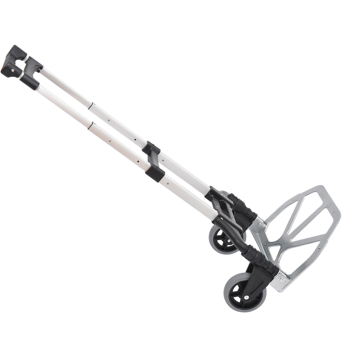 Folding Aluminium Hand Truck with 154lb Capacity – Adjustable Height Cargo Cart for Moving and Storage, Silver