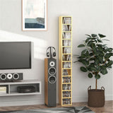 Tall 12-Tier CD & DVD Storage Tower – Holds 204 CDs, Blu-rays & Games, Pine Effect