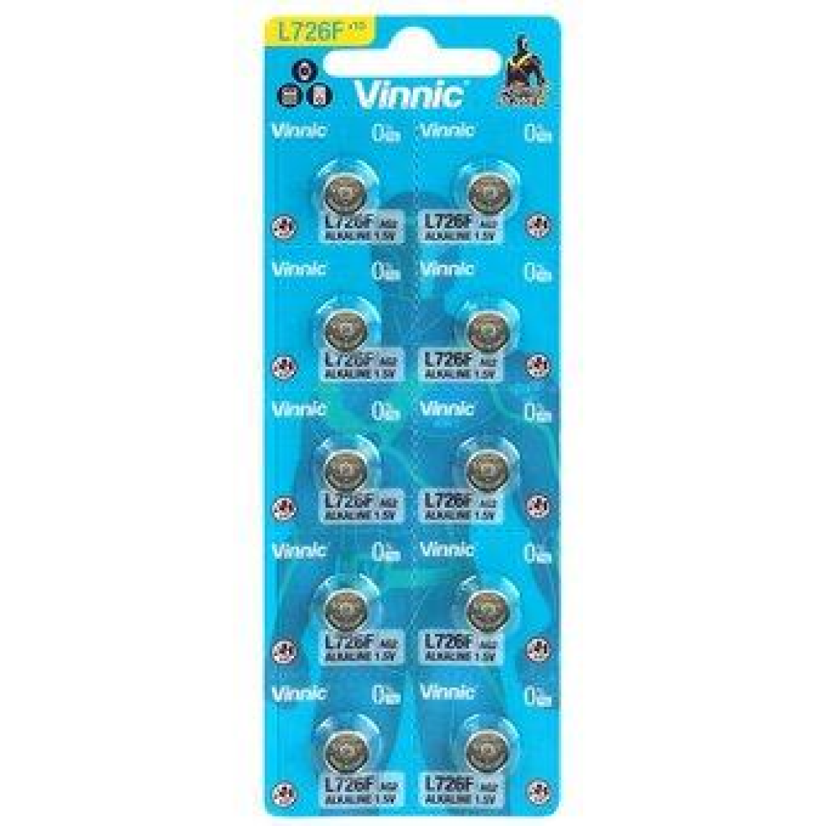 Vinnic L726 AG2 Alkaline Button Cell Batteries, Card of 10 – 1.5V for Watches, Calculators and Toys