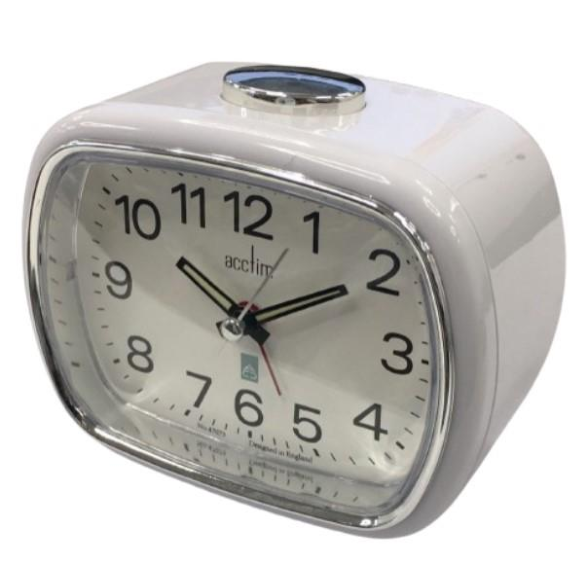 Acctim Camille Analogue Alarm Clock with Luminous Hands, Snooze and Light – Chrome Bezel
