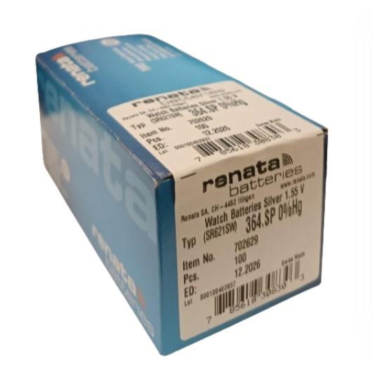 RENATA SP 364 Watch Batteries, Pack of 100 – Swiss Made High Silver Content Coin Cells