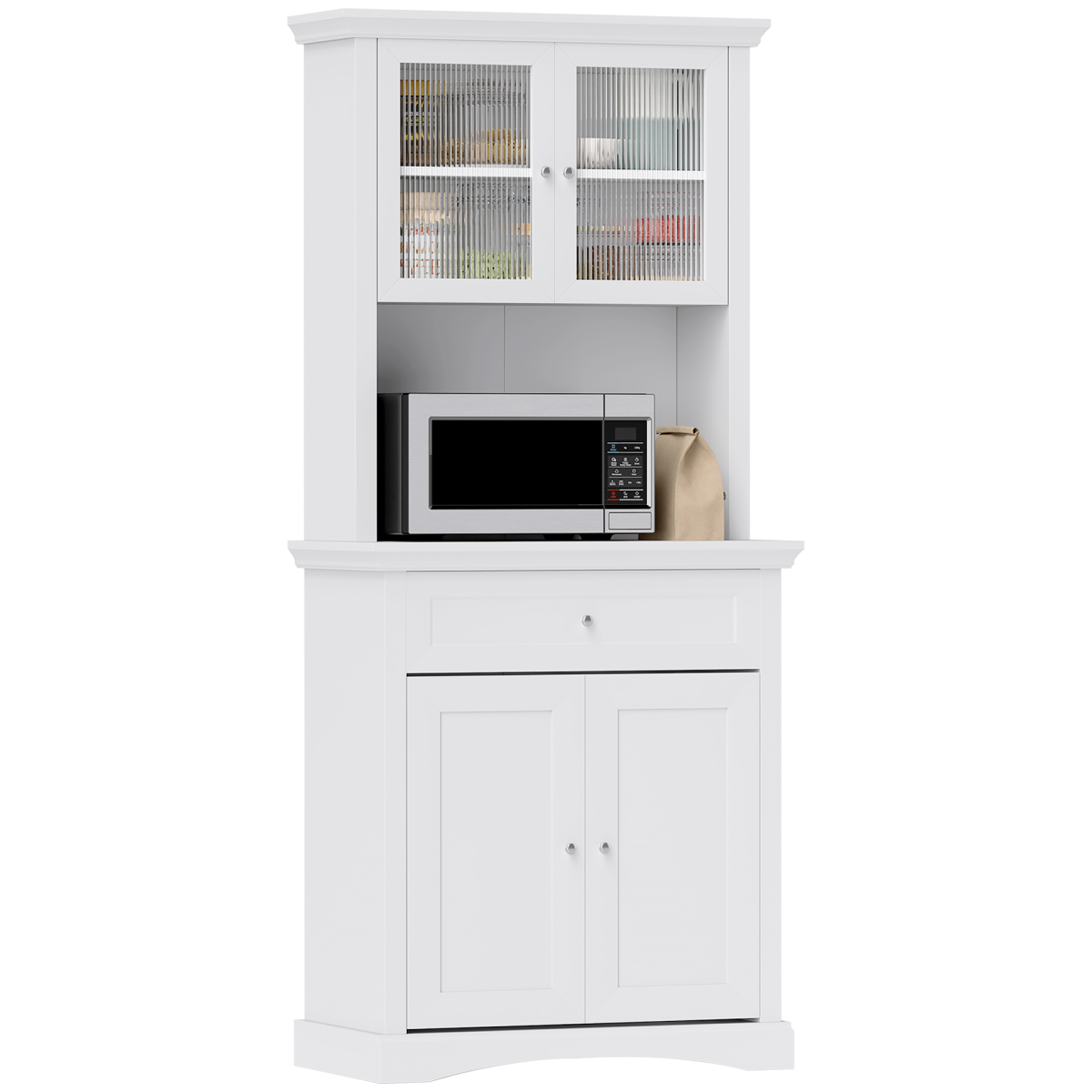 HOMCOM Kitchen Cupboard Storage Cabinet with Drawer, Doors & Adjustable Shelves – White