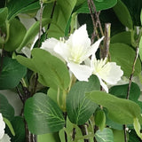 Leaf Artificial Flower Foliage Spray with Silk Flowers and Wired Stems – 60cm Home Decor, White