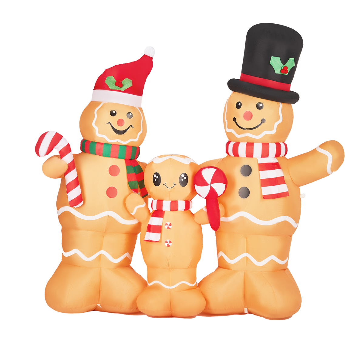 1.9m Inflatable Christmas Gingerbread Man Family with Warm White LEDs – Outdoor Decoration