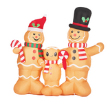 1.9m Inflatable Christmas Gingerbread Man Family with Warm White LEDs – Outdoor Decoration