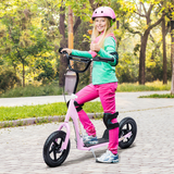 Kids Scooter with Adjustable Handlebars, Rear Brake and Non-Slip Footplate – Steel Frame Ride-On, Pink
