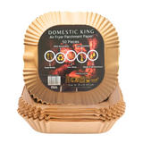 Domestic King Square Air Fryer Liners, 50 Pack – Disposable Greaseproof Parchment Paper, 7.9in, DK18087