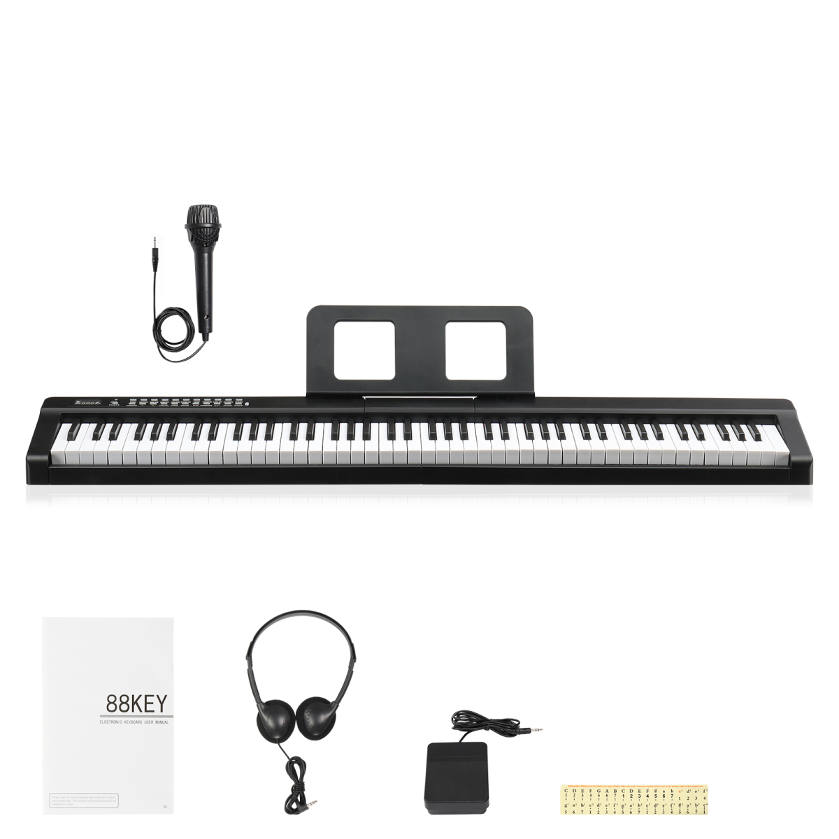 GPP-101 88-Key Semi-Weighted Digital Piano with Bluetooth, MIDI, Headphones & Sustain Pedal – Black