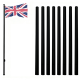 7.5m Aluminium Sectional Flagpole Kit with 2 UK Flags – Adjustable Telescopic Garden Pole, Black