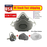 Reusable Half Face Respirator Dust Masks, 2 Pack, Model 3200 with 3700 Filter Holders – Woodworking, Grey