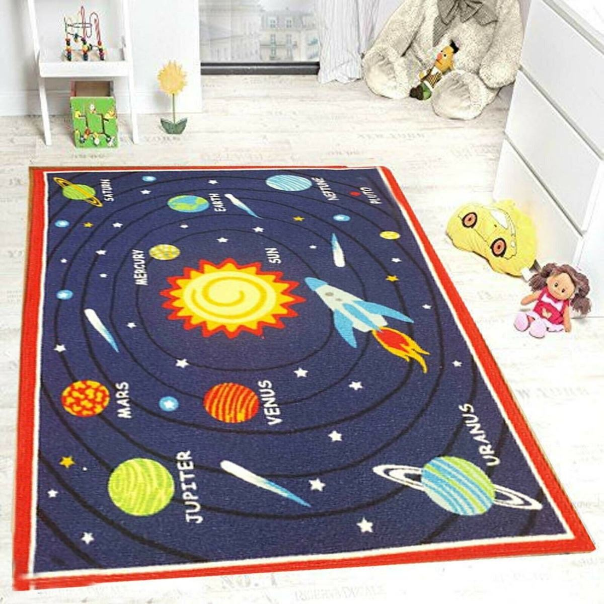 Kids Planet Rug, 100 x 165cm – Soft, Warm Rug for Children's Bedrooms