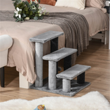 Compact Cat Tree with Step Platform, Scratching Posts and Hanging Ball – Easy-Access Cat Climber, Light Grey
